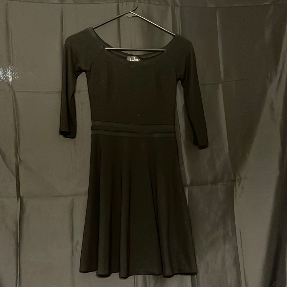 lulu black slim long sleeve dress